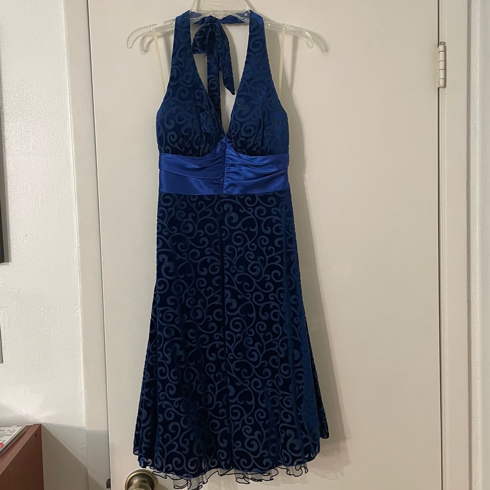 B. Darlin Y2K Blue Cocktail Halter Dress - Size 5/6